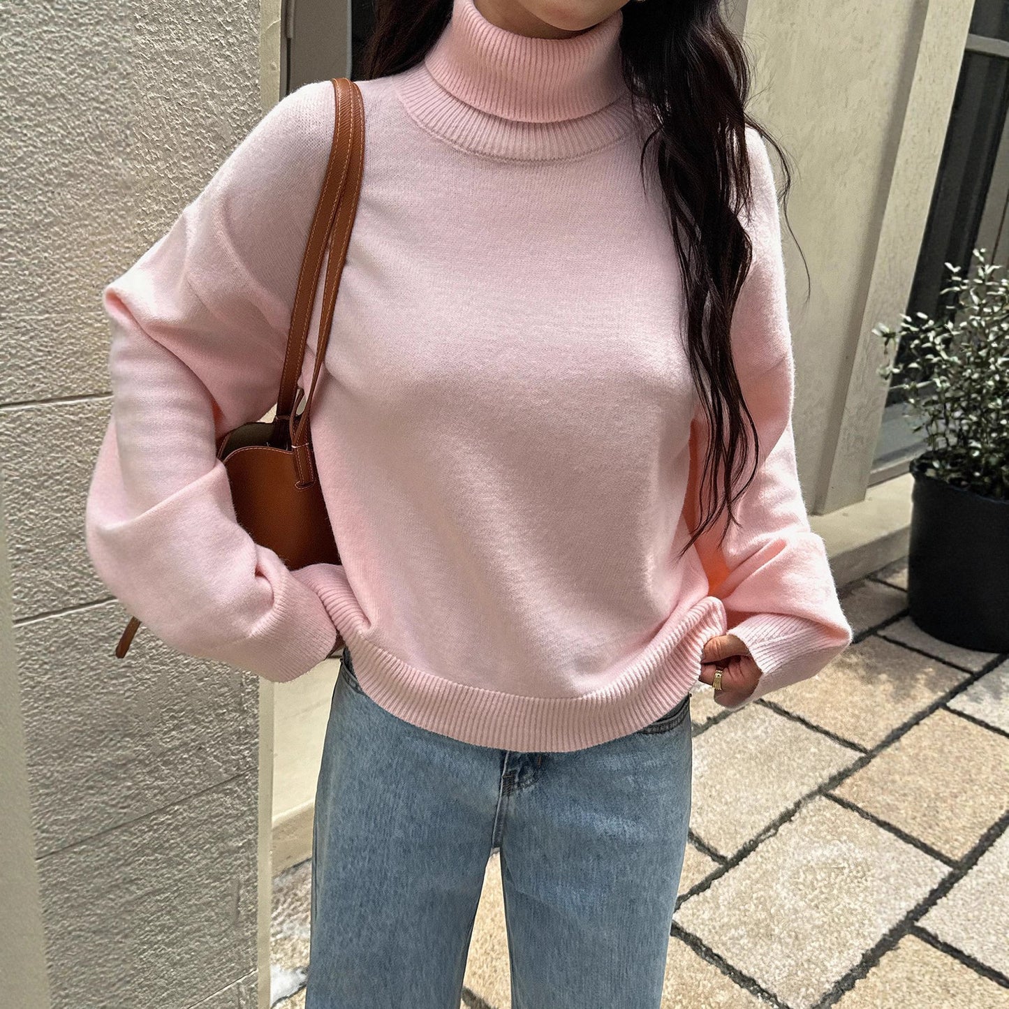 Women's Casual Woolen Solid Color Long Sleeve Sweaters