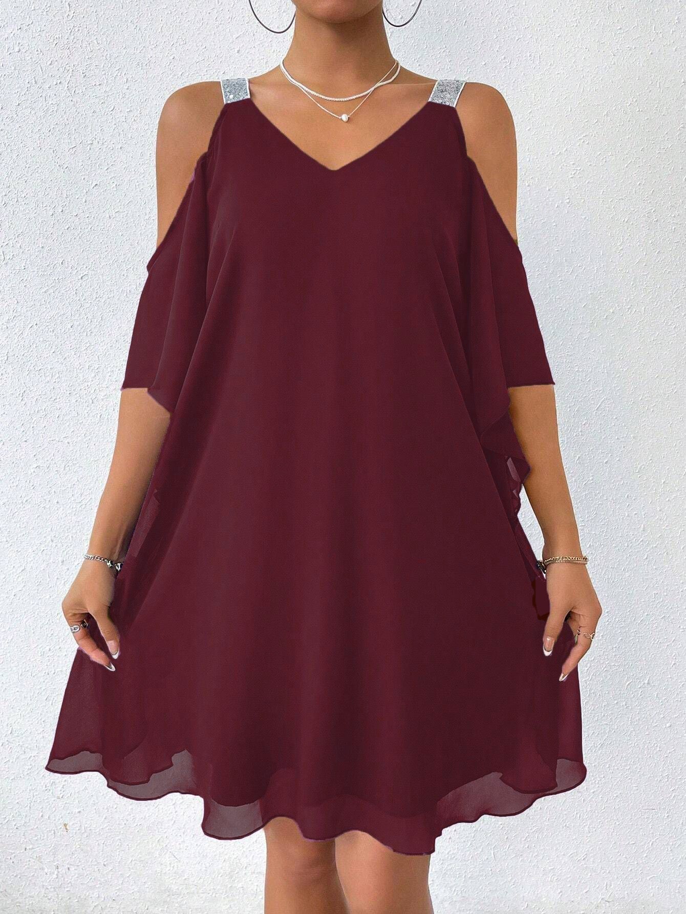 Women's Summer Chiffon Solid Color Elegant Dress