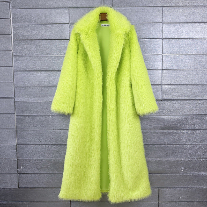 Women's Imitation Plush Furry Fur Extended Collar Coats