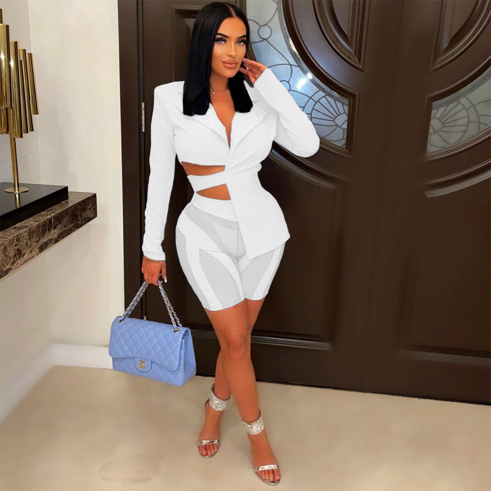 Women's Sexy Solid Color Back Strap Mesh Clothing