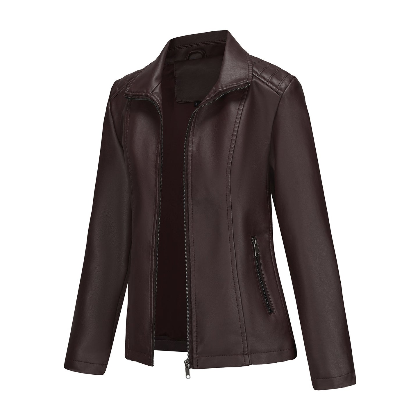Women's Fashion Wear Leather Knitted Stitching Stretch Jackets