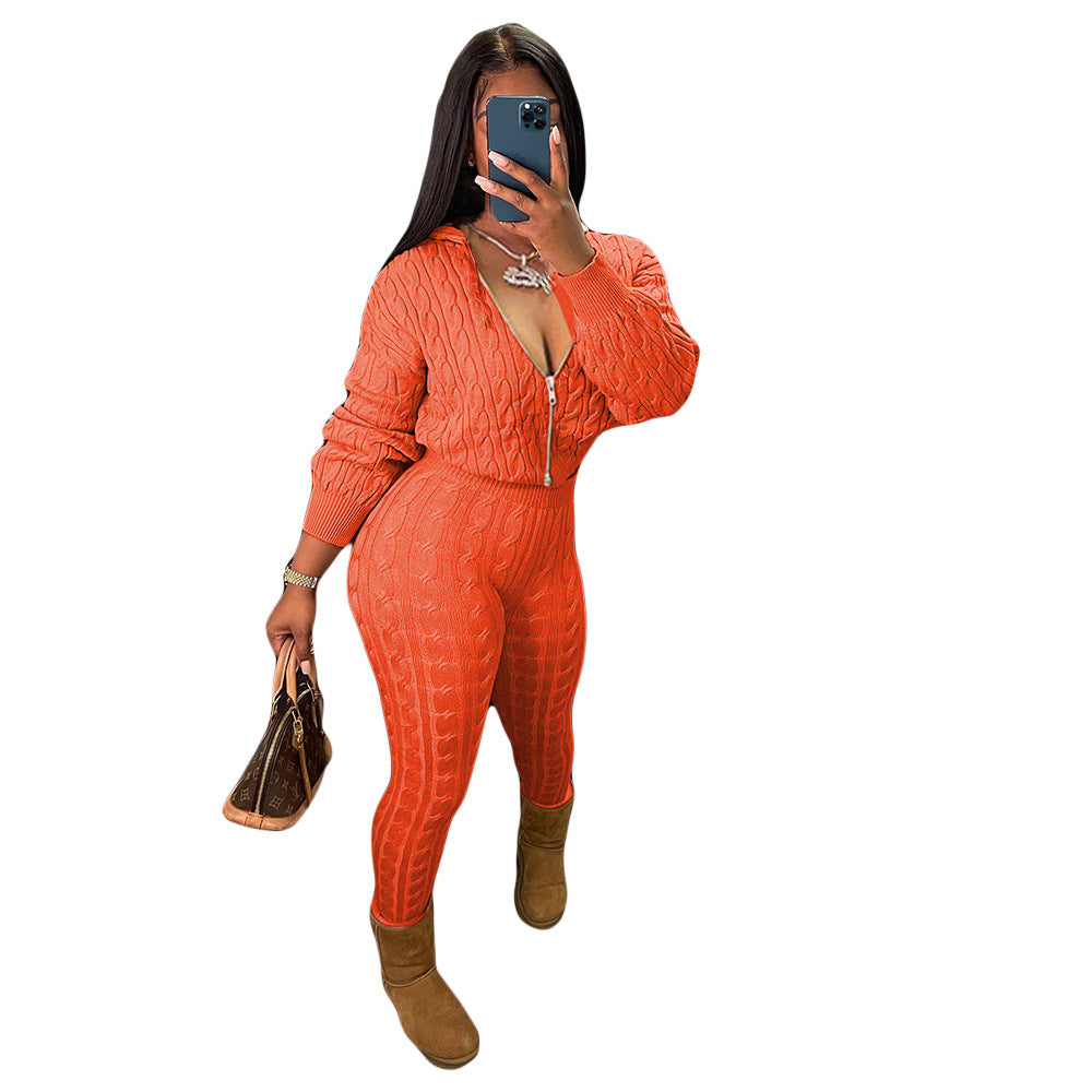 Innovative Women's Personality Zipper Set Two-piece Fashion Casual Suit