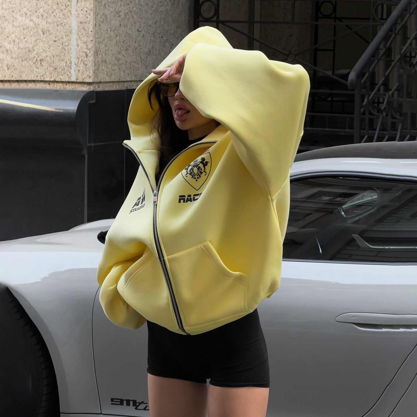 Women's High Street Style Personalized Printed Zipper Sweaters