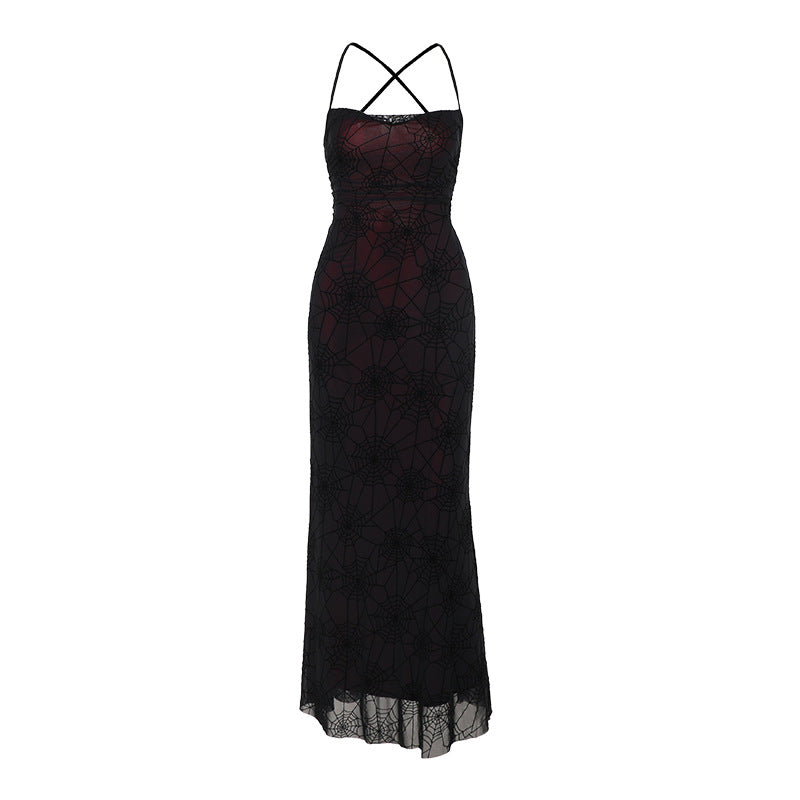 Women's Summer Dark Elegant Sexy Collar Spider Dresses