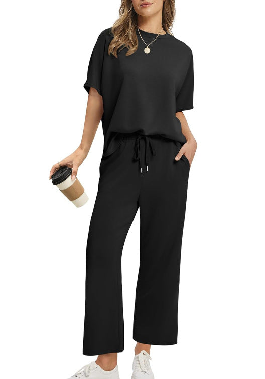 Pretty Popular Women's Short-sleeved Cropped Summer Fashion Casual Suit
