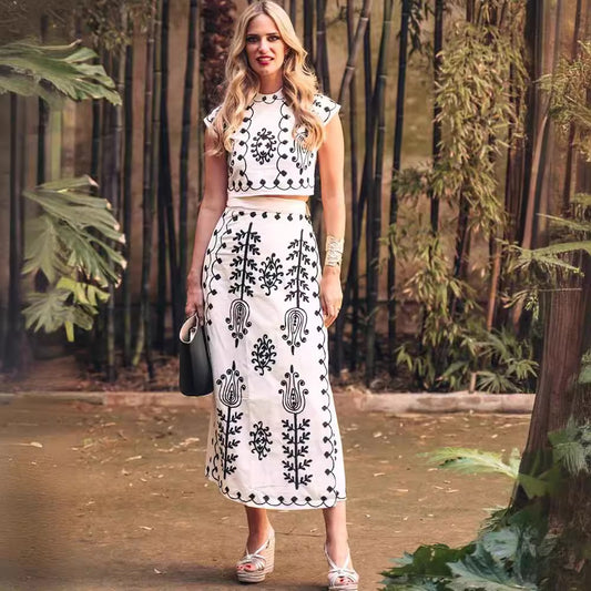 Fashion Printing Vacation Style Two-piece Dress Dresses