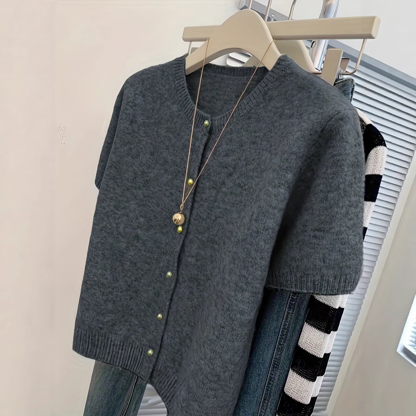 Women's Sleeve Knitted European Goods Round Neck Casual Cardigans