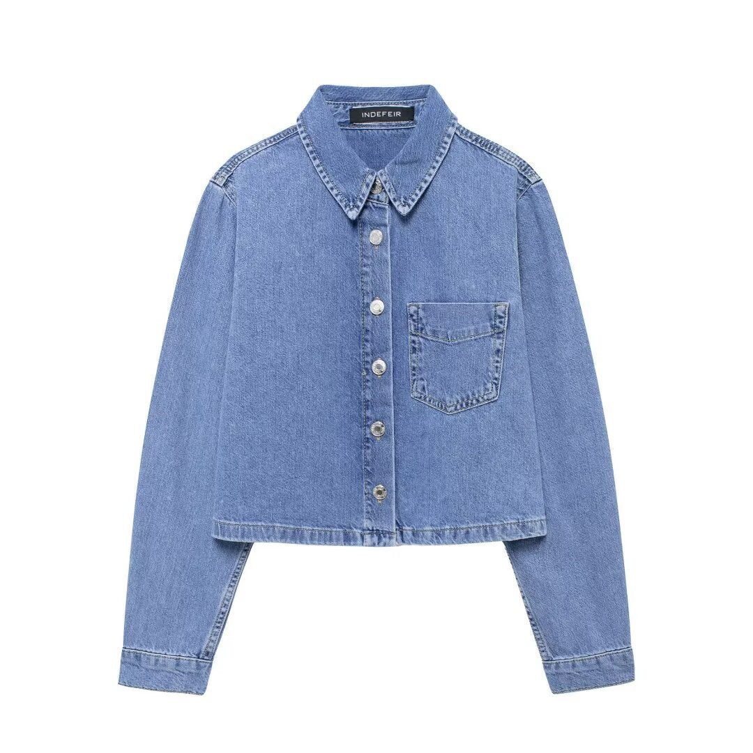 Women's Elegant Trendy Denim Shirt Jogging Suits