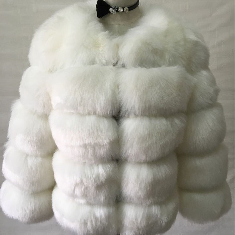 Women's Fur Imitation Fox Faux Long Sleeve Coats