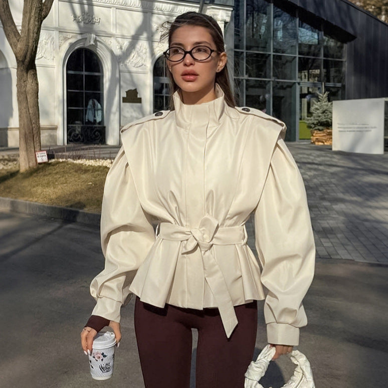Women's Lapel Long Sleeve Versatile Trench With Waist Coats