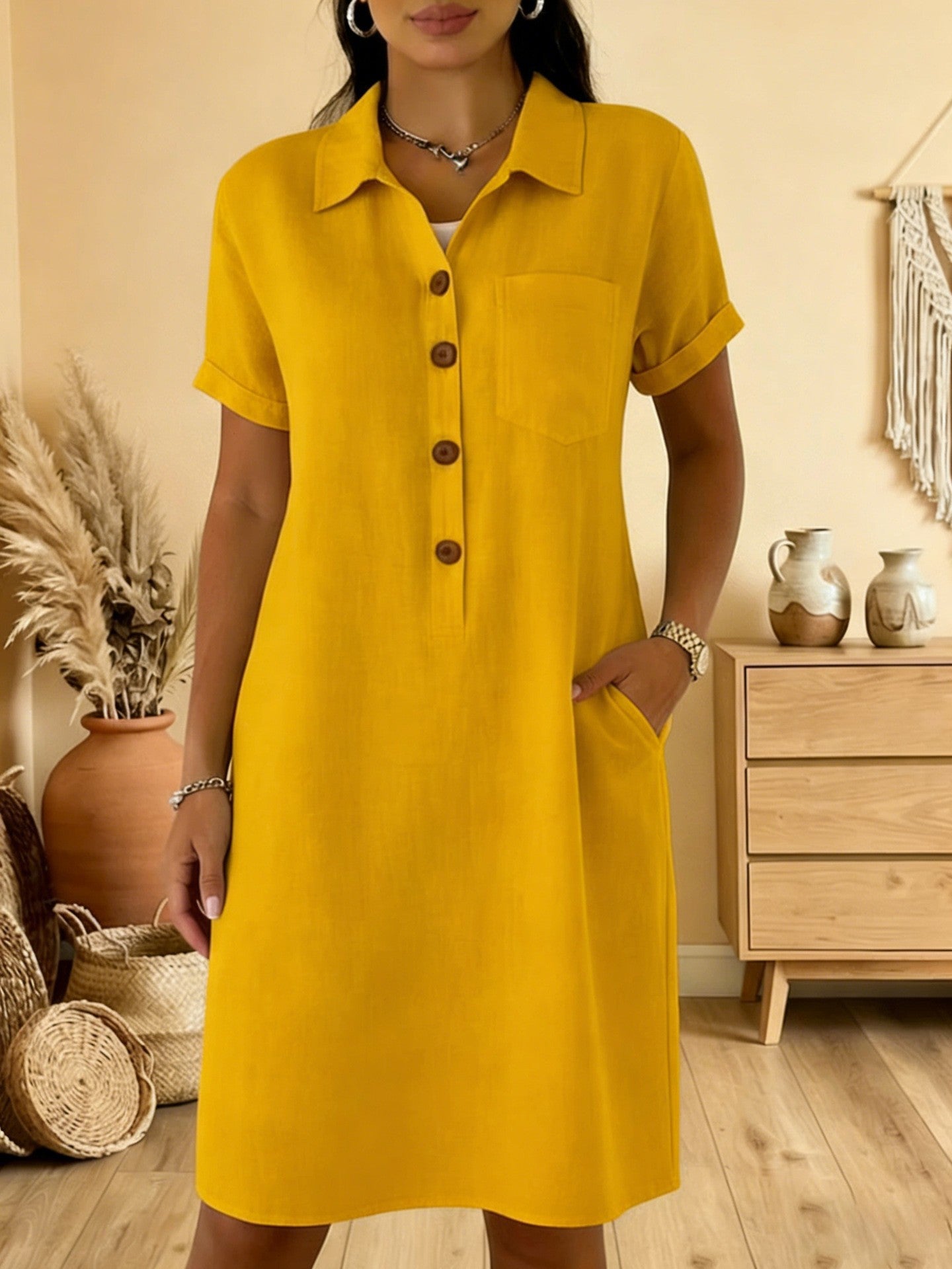 Women's Summer Comfort Casual Pocket Cotton Dress
