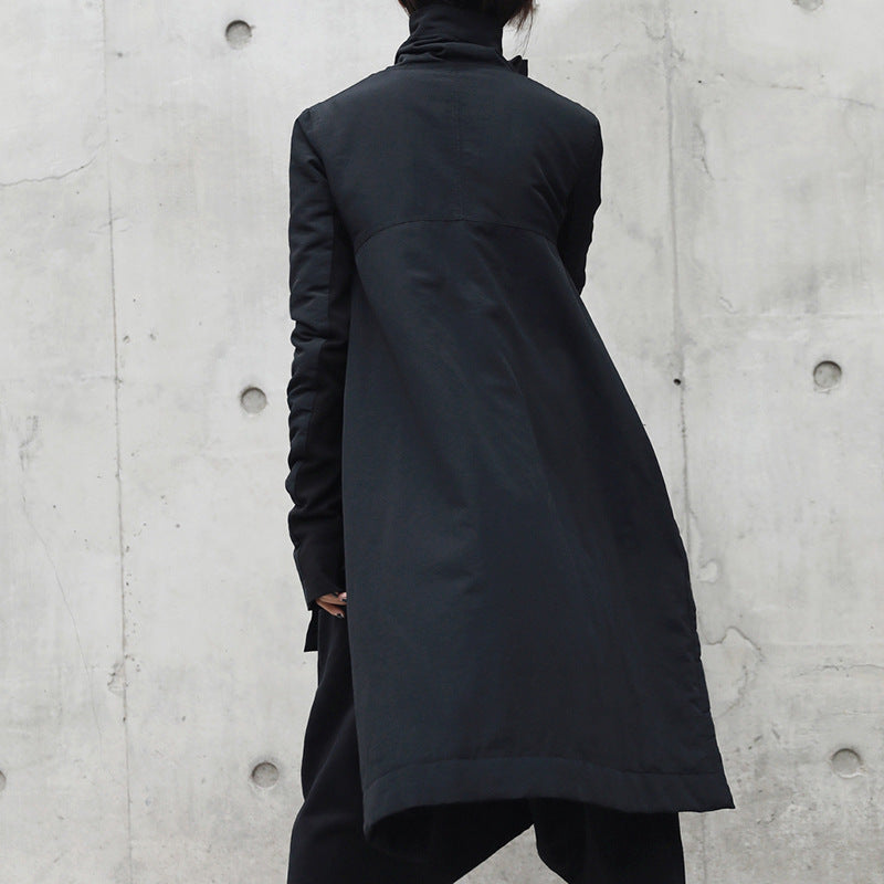 Women's Cool Dark Style Irregular Winter Turtleneck Thin Coats