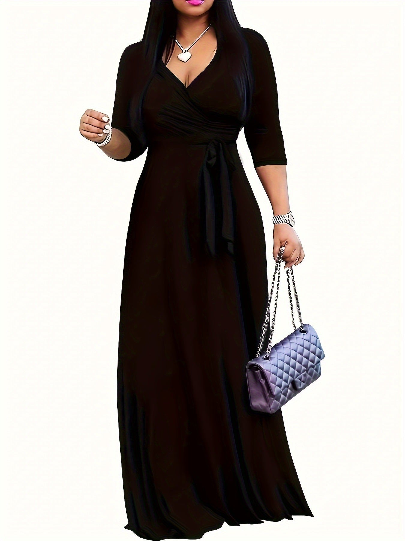Glamorous Classic Women's Autumn Wave Pattern Dress
