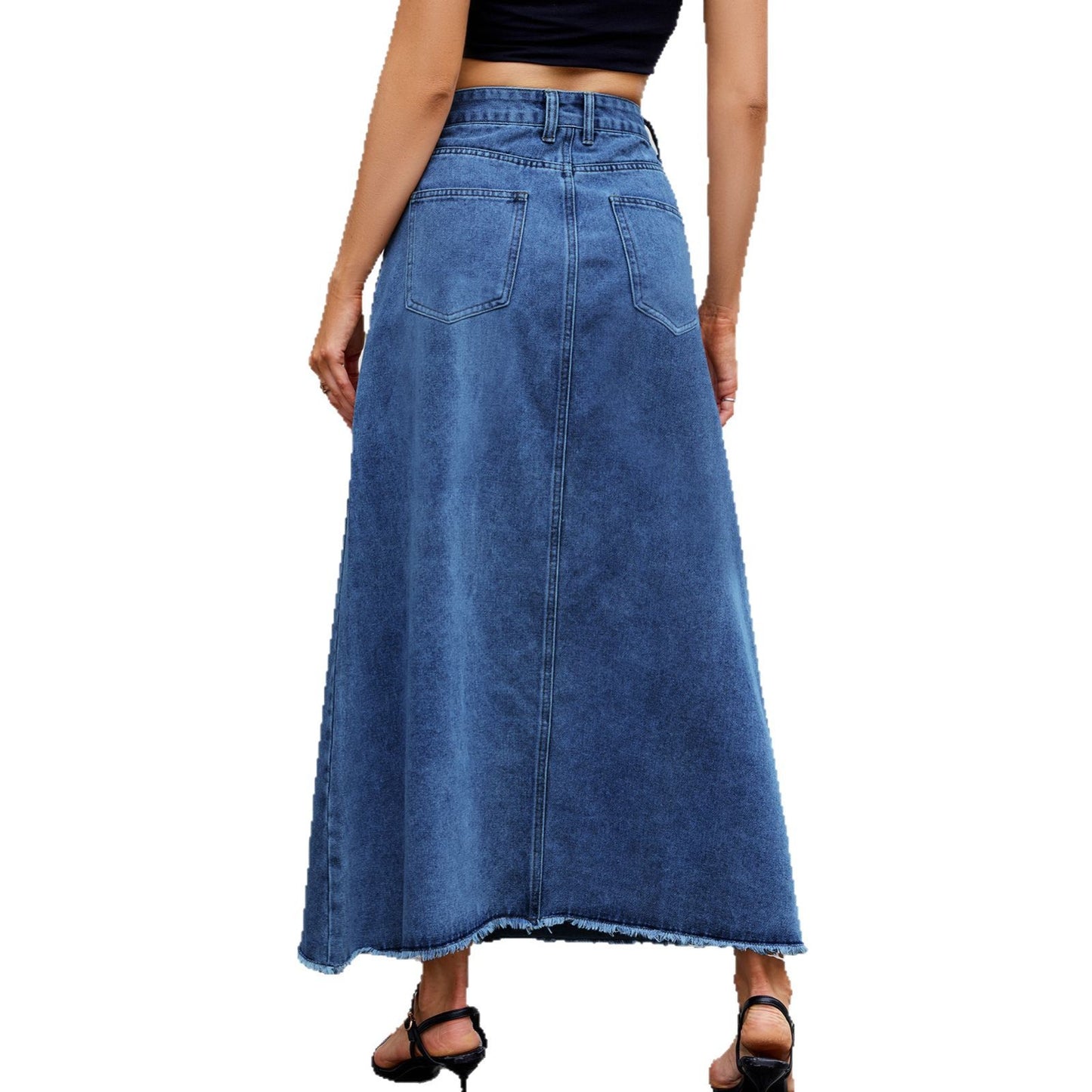 Women's High Waist Denim Fashion Loose Pockets Skirts