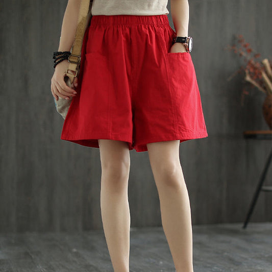 Women's Casual Loose Straight Cargo Fifth Slimming Plus Size