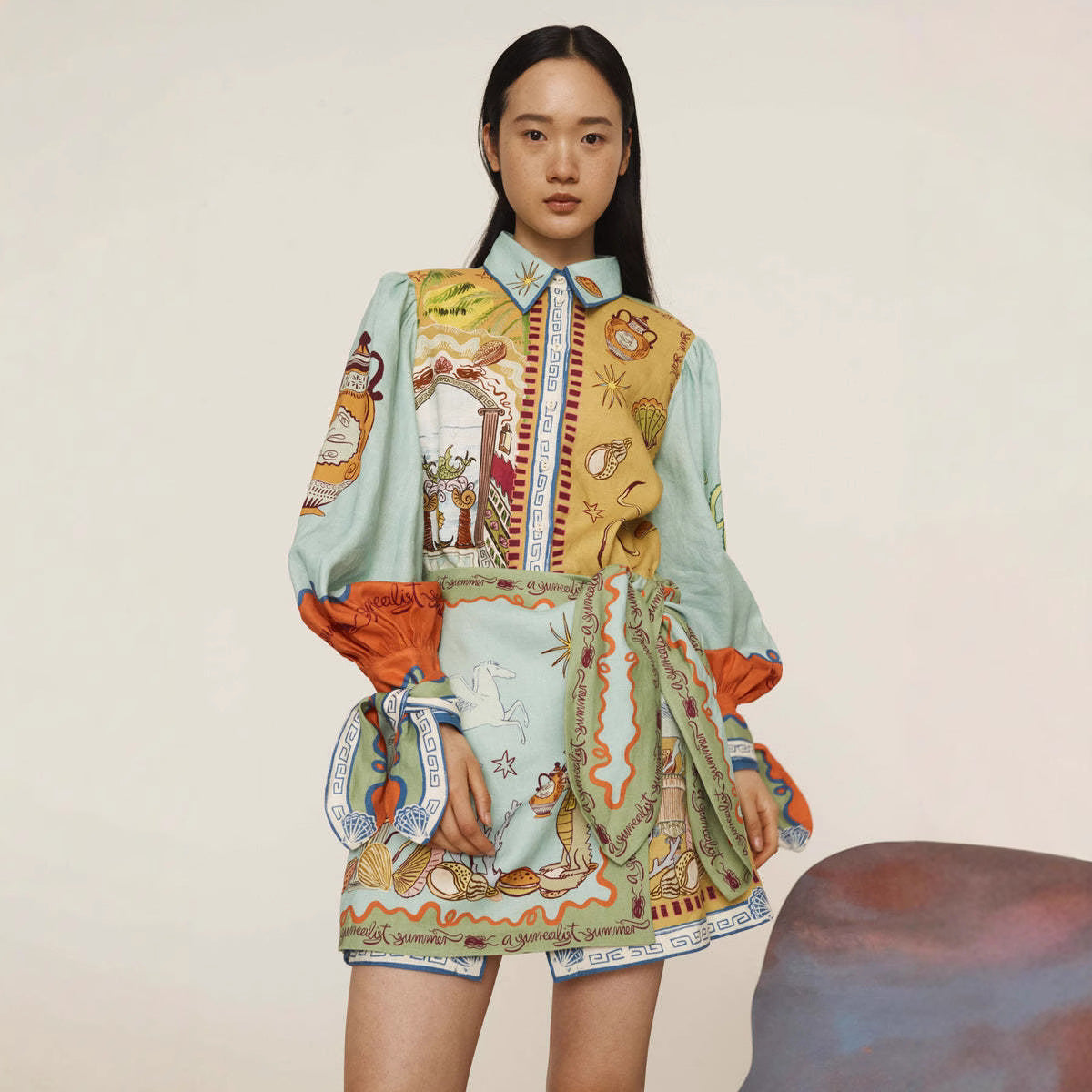 Fashion Casual Linen Shirt Collar Sheath Dress