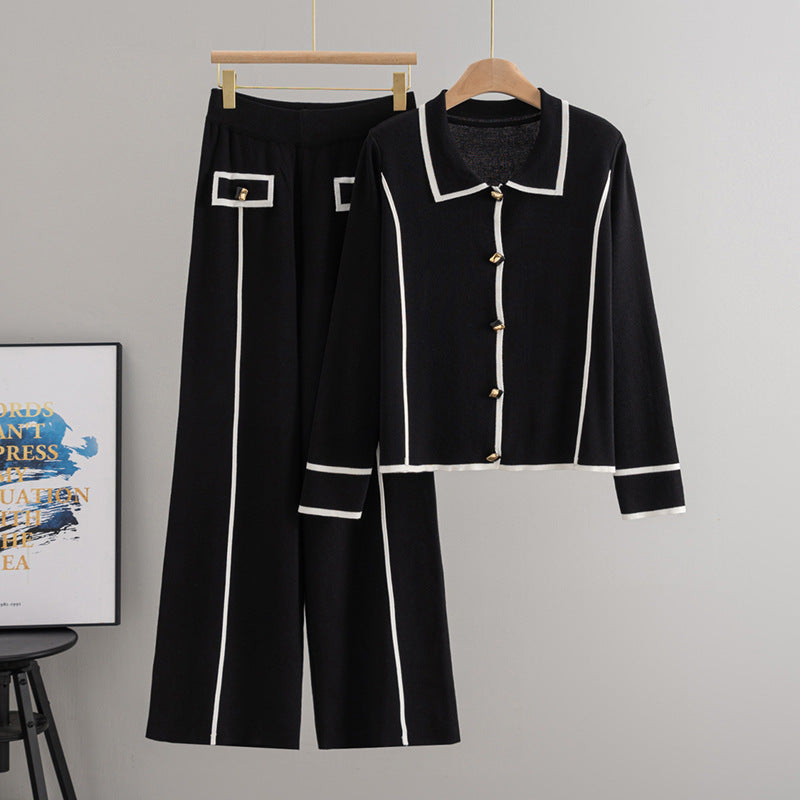 Women's High Sense Polo Collar Temperament Knitting Fashion Casual Suit