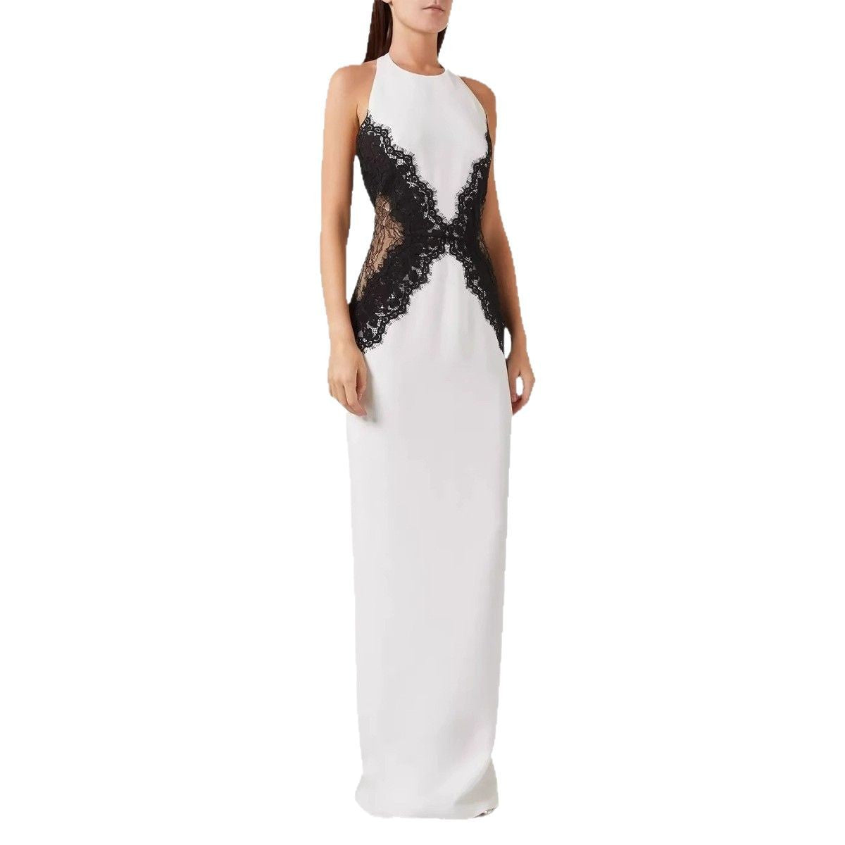 Women's Sexy Halter Patchwork Long Dress Backless Dresses