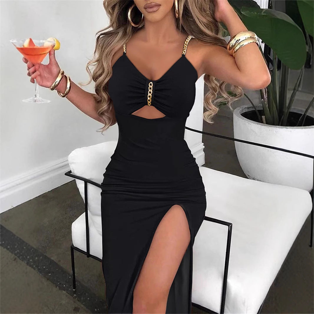 Women's Fashionable With Chain Hollow Sheath Sleeveless Dress