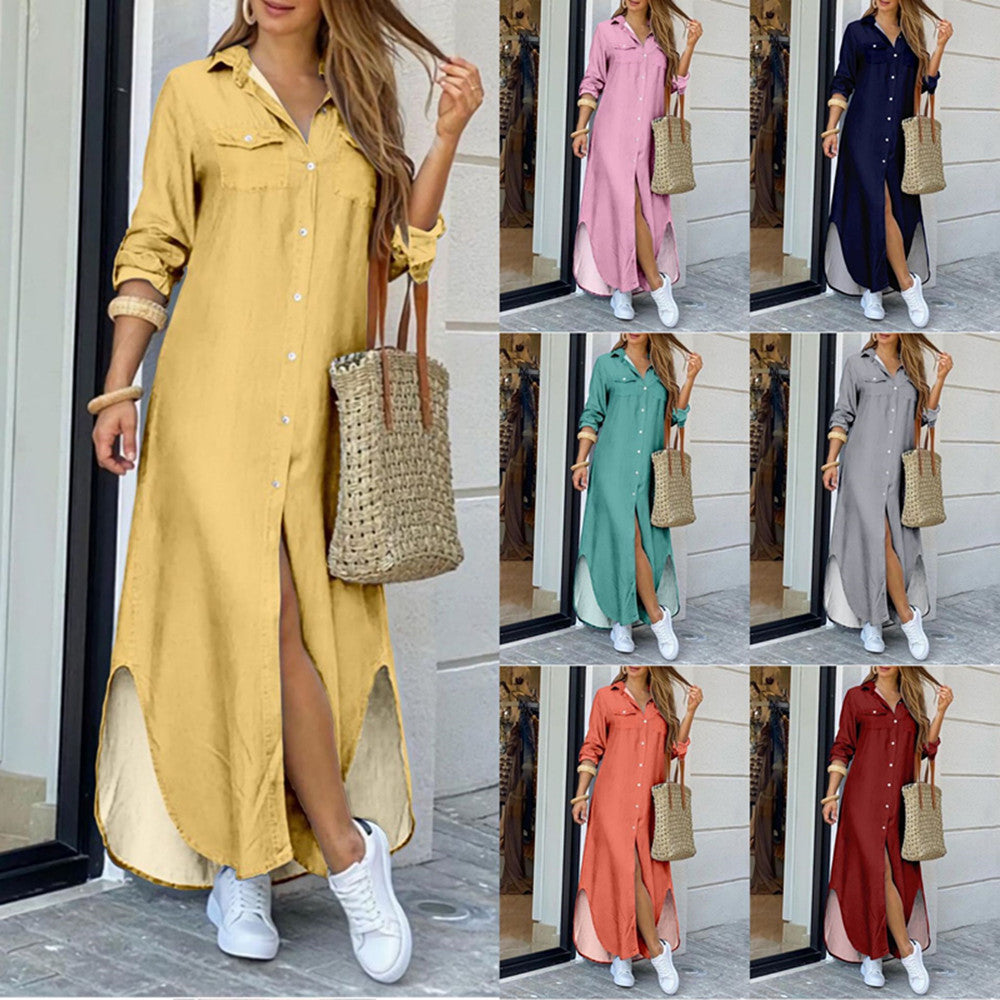 Comfortable Women's Fashion Sexy Print Shirtdress Dress