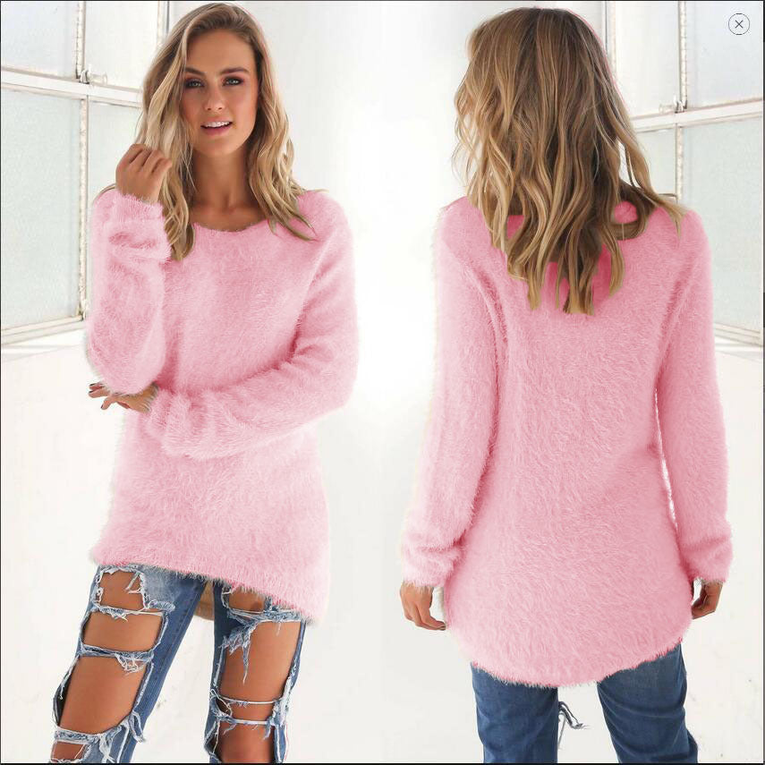 Women's Fashion Solid Color Long Sleeve Sweater