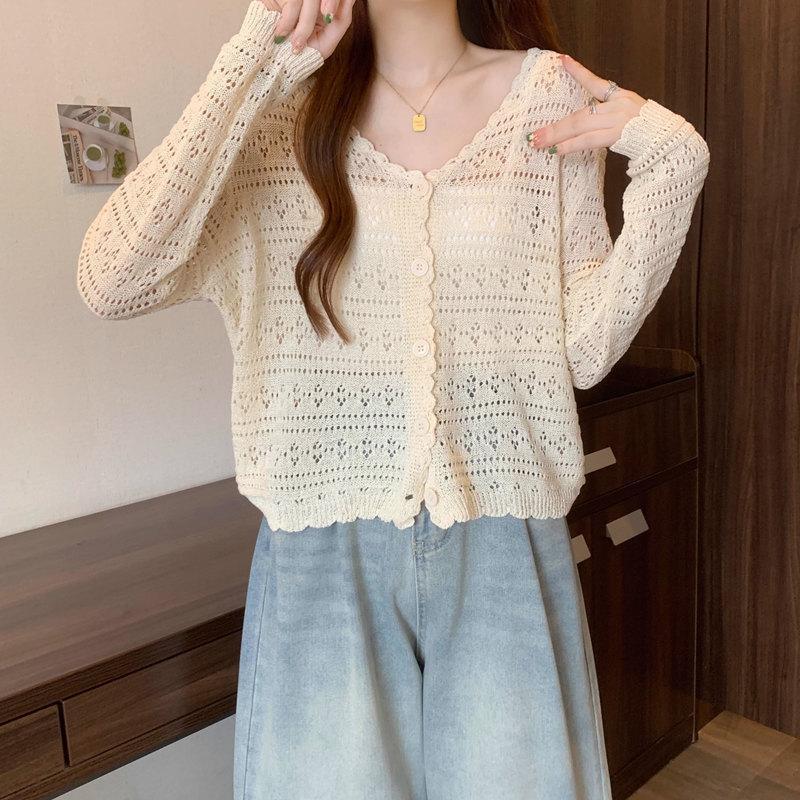 Women's Summer Solid Color Thin Hollow Shawl Women's Sweater