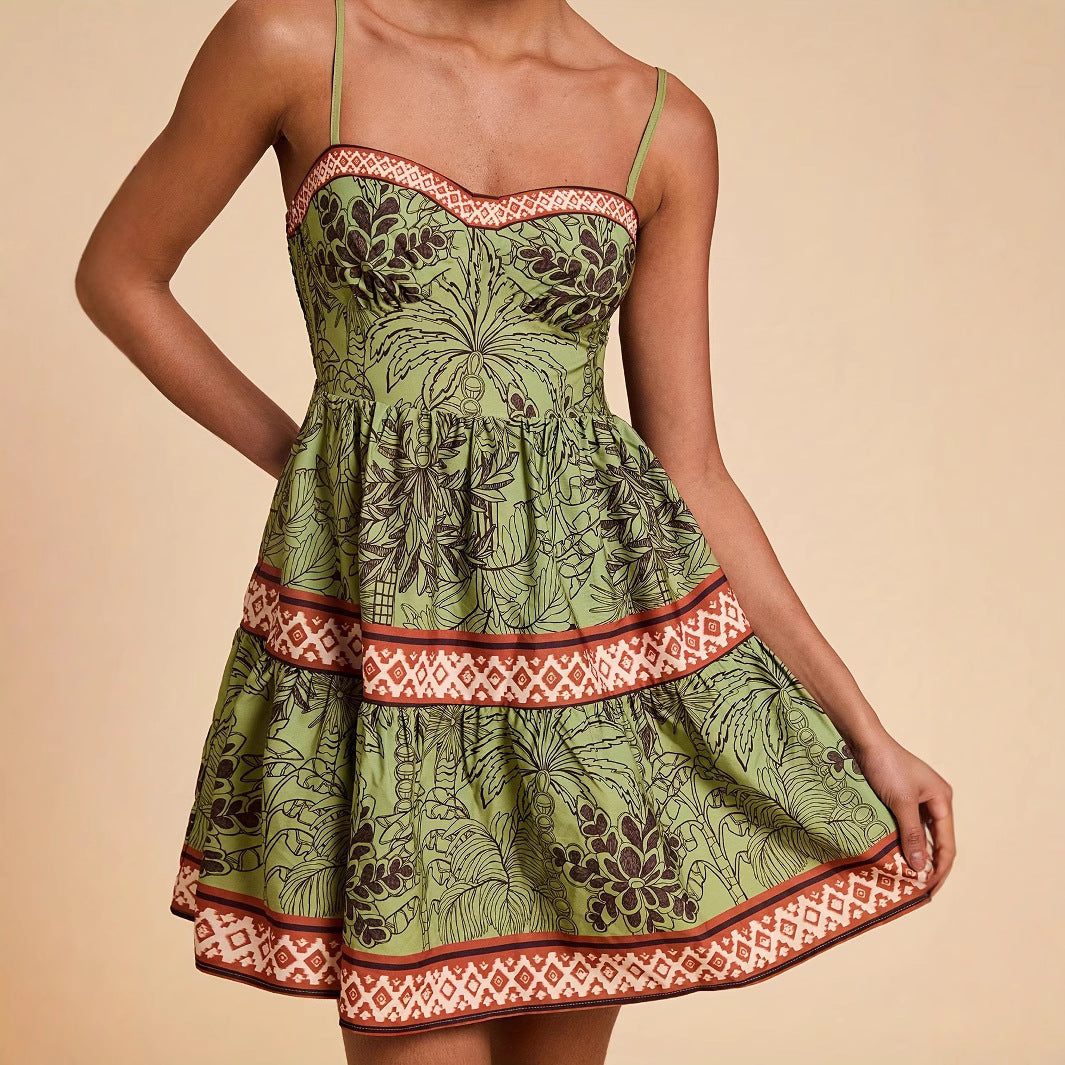 Women's Fashion Wear Printed Vacation Style A- Line Dress