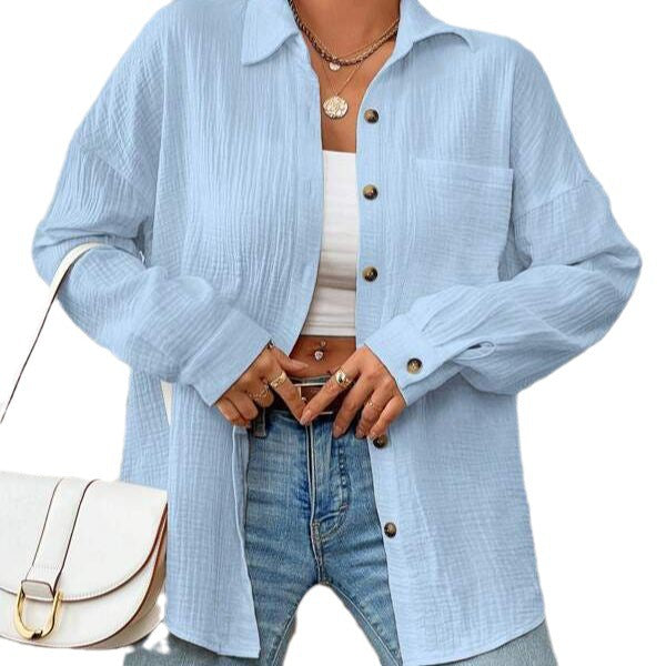 Women's Autumn Shirt Drop Shoulder Batwing Long Blouses