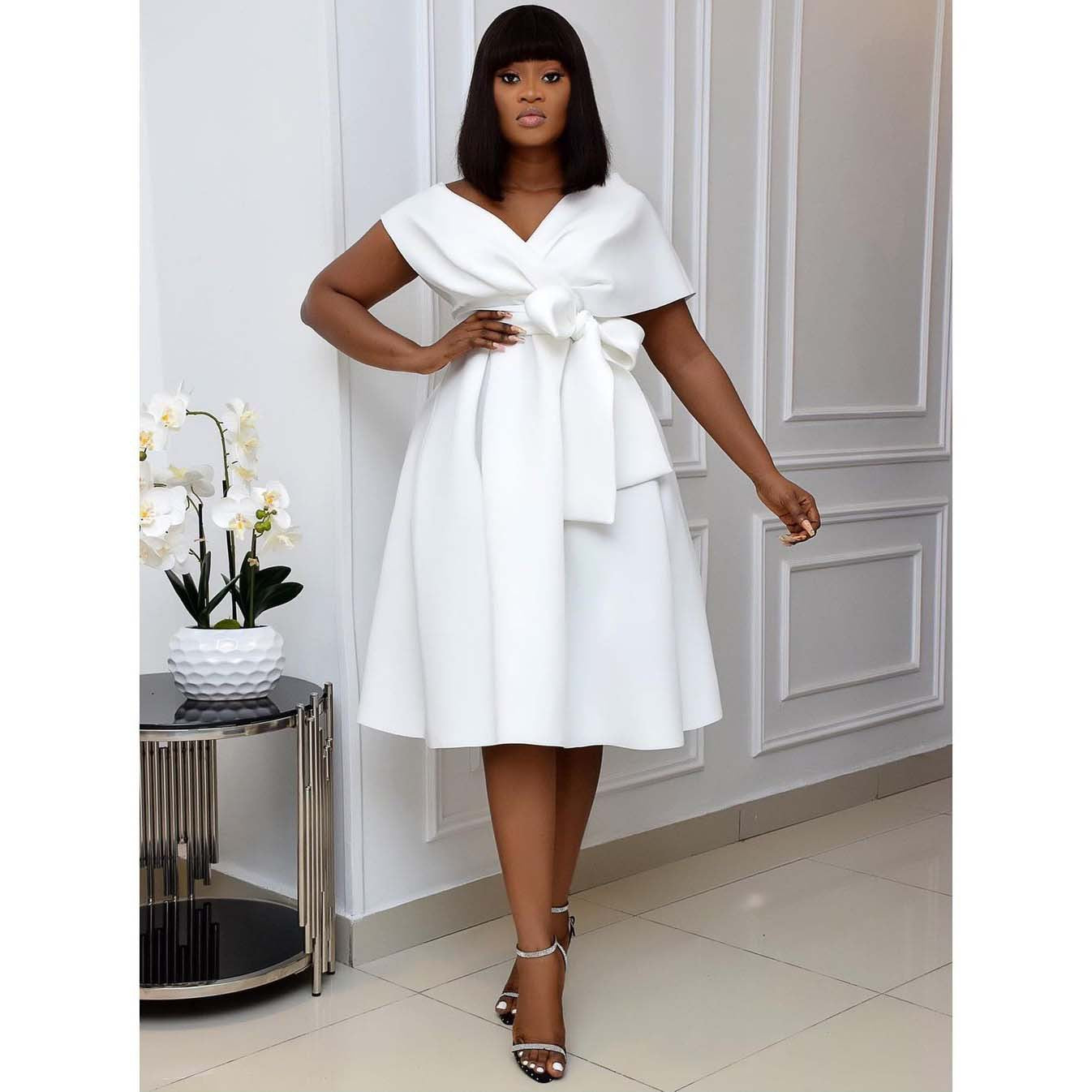 Women's Fashion Solid Color Large Swing Dress Dresses