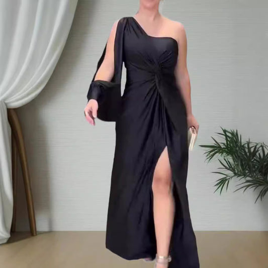 Summer Knotted Split Solid Color Slim Dresses