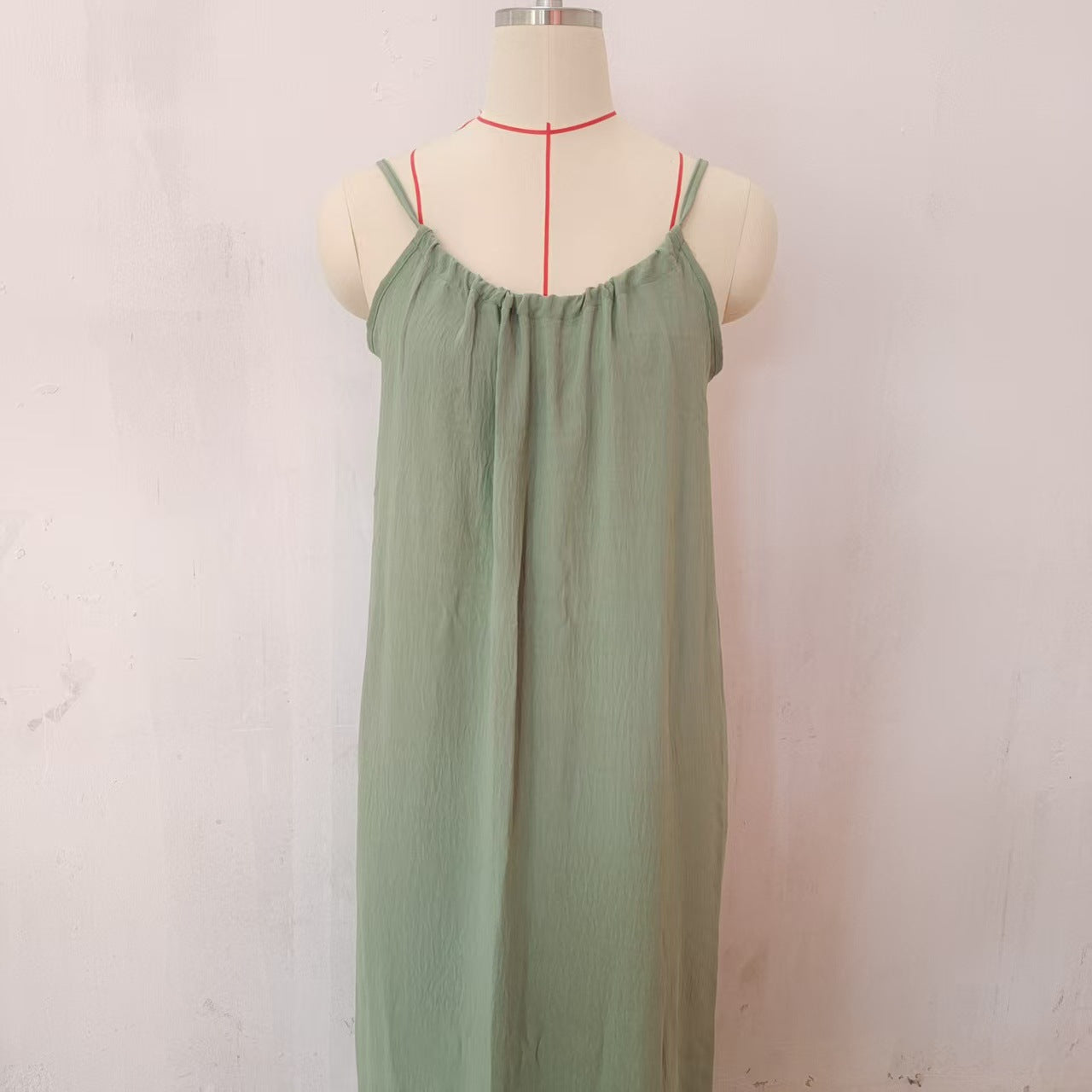 Women's Backless Loose Long Beach Vacation Spaghetti Dress