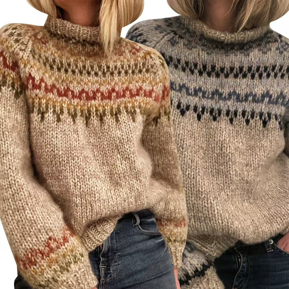 Women's Turtleneck Loose Multicolor Fashion Pullover Sweaters