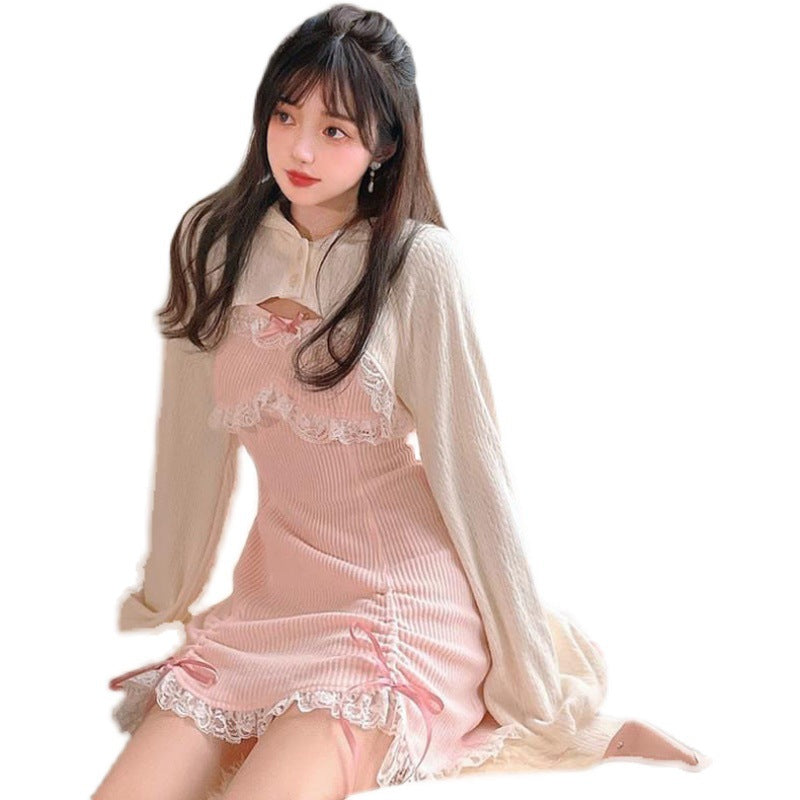 Suspender Long Sleeve Hooded Sweet Spicy Blouses