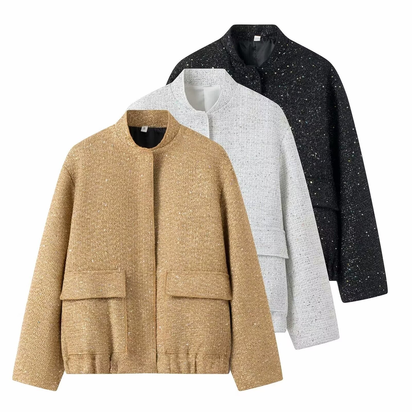 Women's French Style Fashion Loose Slimming Sequined Coats