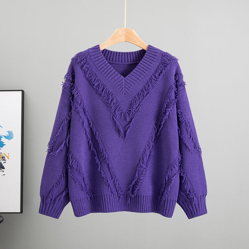 Women's Loose Knitted Idle Style Tassel For Fashionable Women's Sweater