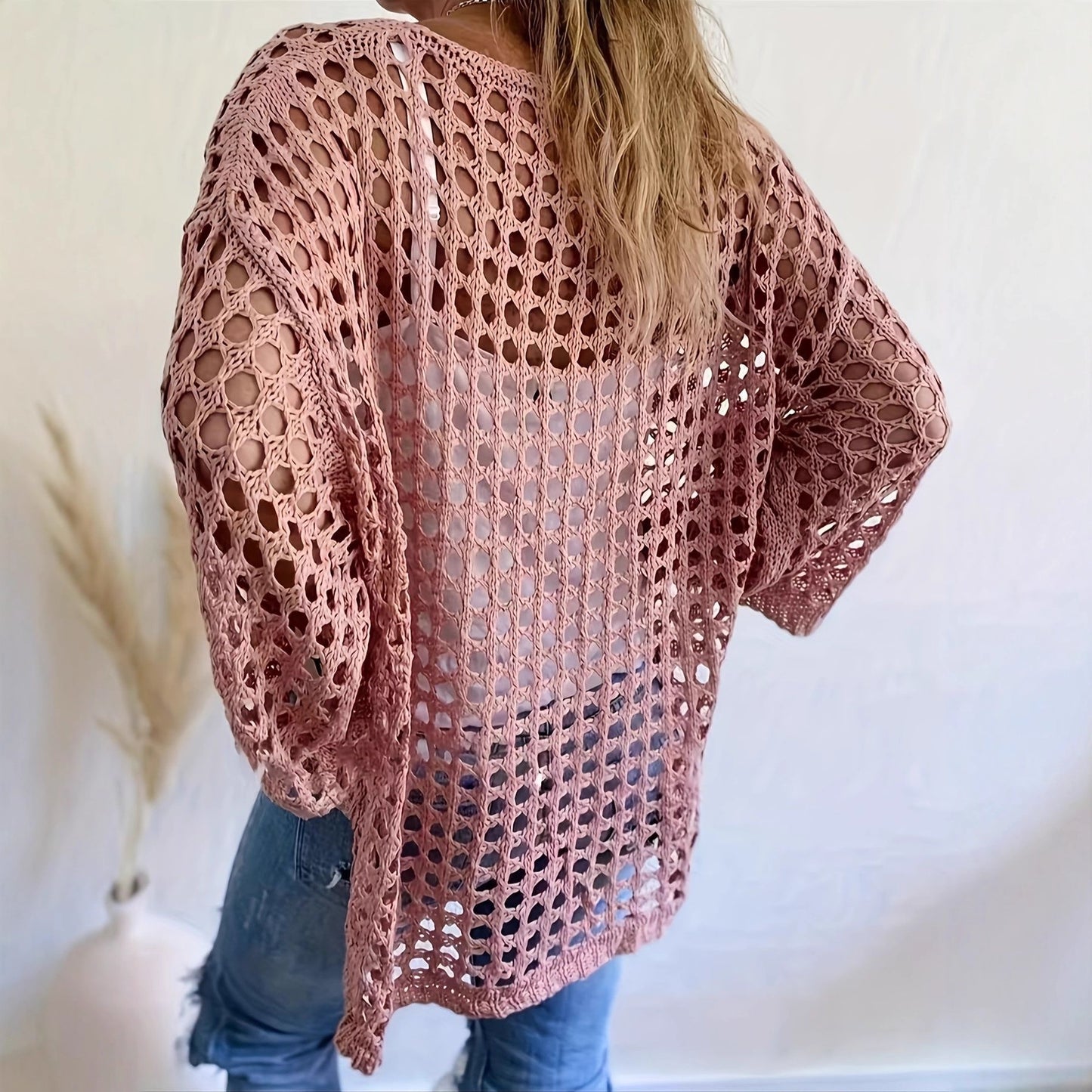 Women's Fashion Wear Loose Knitted Pullover Pink Comfort Sweaters