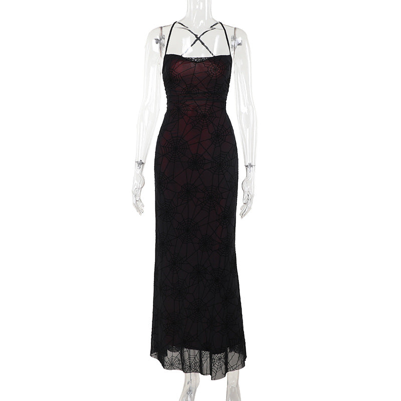 Women's Summer Dark Elegant Sexy Collar Spider Dresses