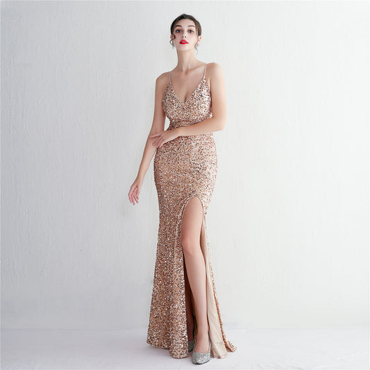 Veet Bottom Sequin Sling Party Sequined Dress Evening Dresses