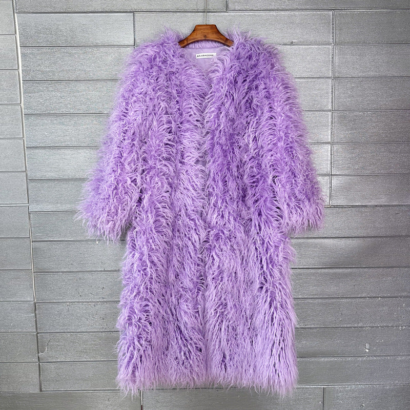 Imitation Tan Wool Extended Furry Color Coats