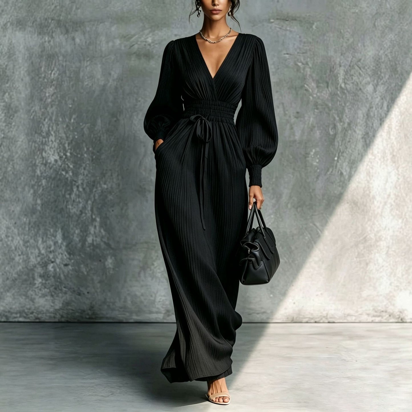 Solid Color Casual Comfortable Long Sleeves Dress
