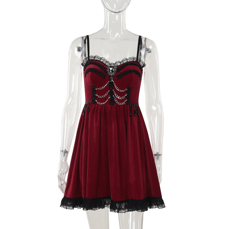 Women's Style Sexy Chain Lace A- Line Dresses