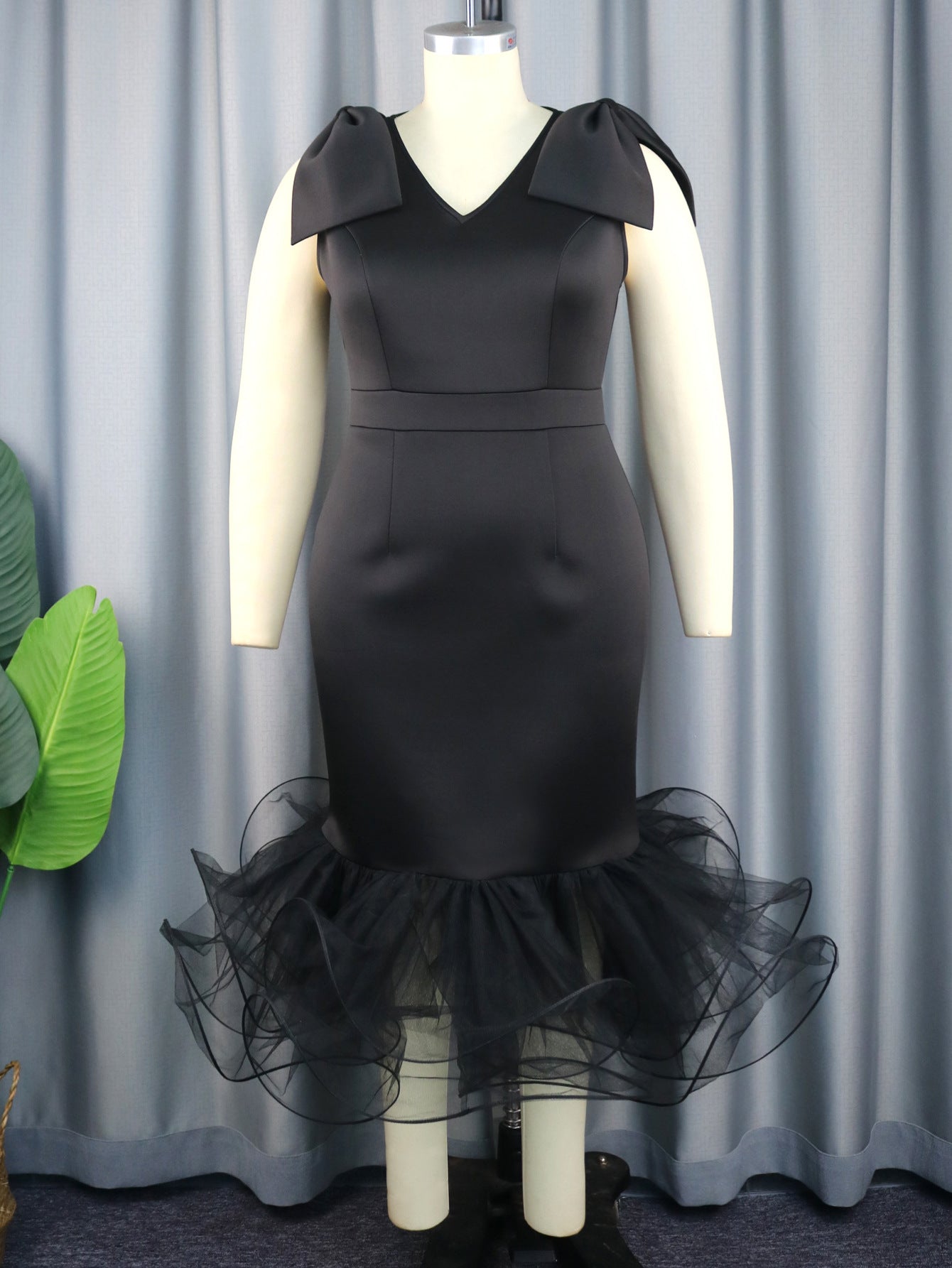 Sleeveless Bow Dress Designer Model Mesh Dresses