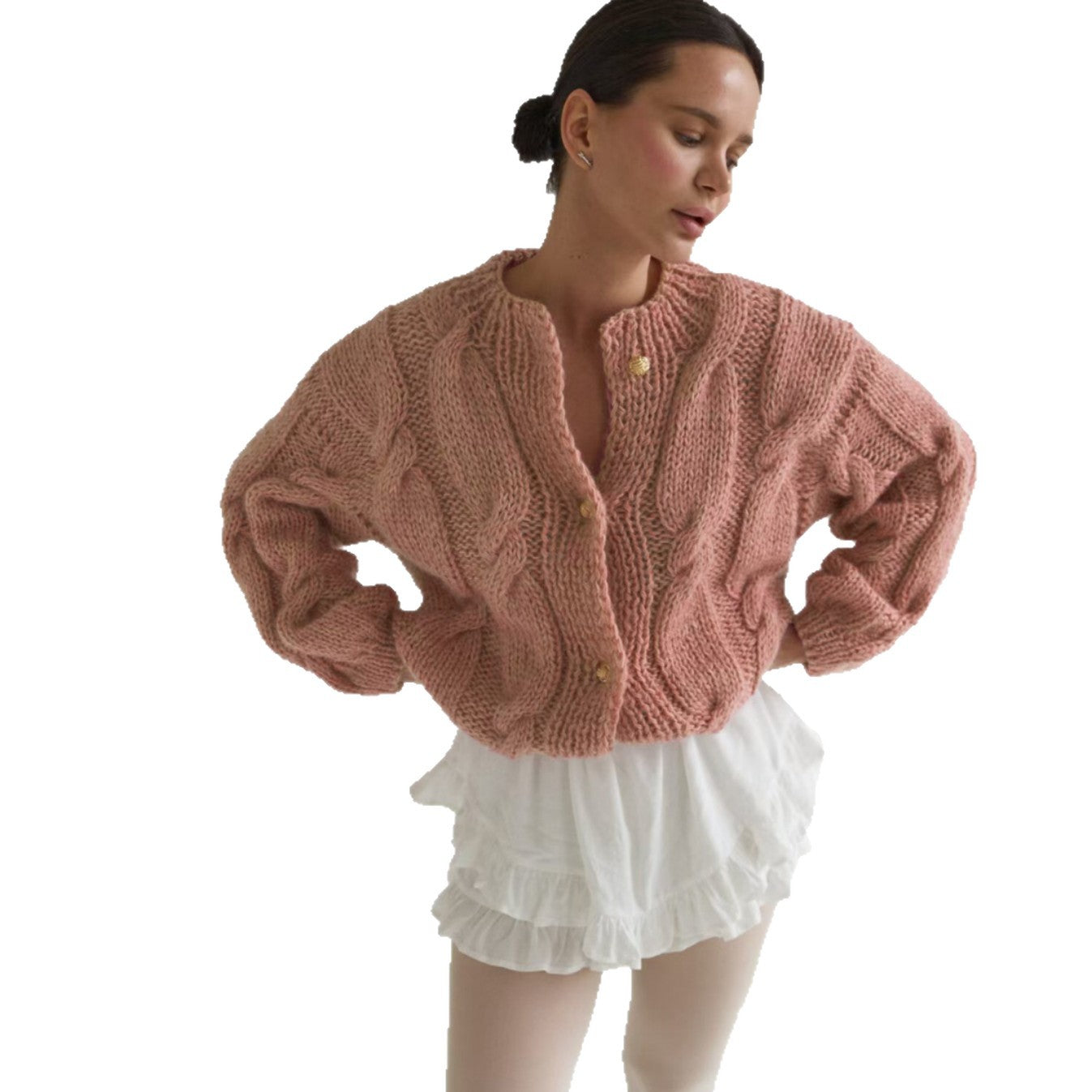 Knitted Round Neck Long Sleeve Twist Sweaters