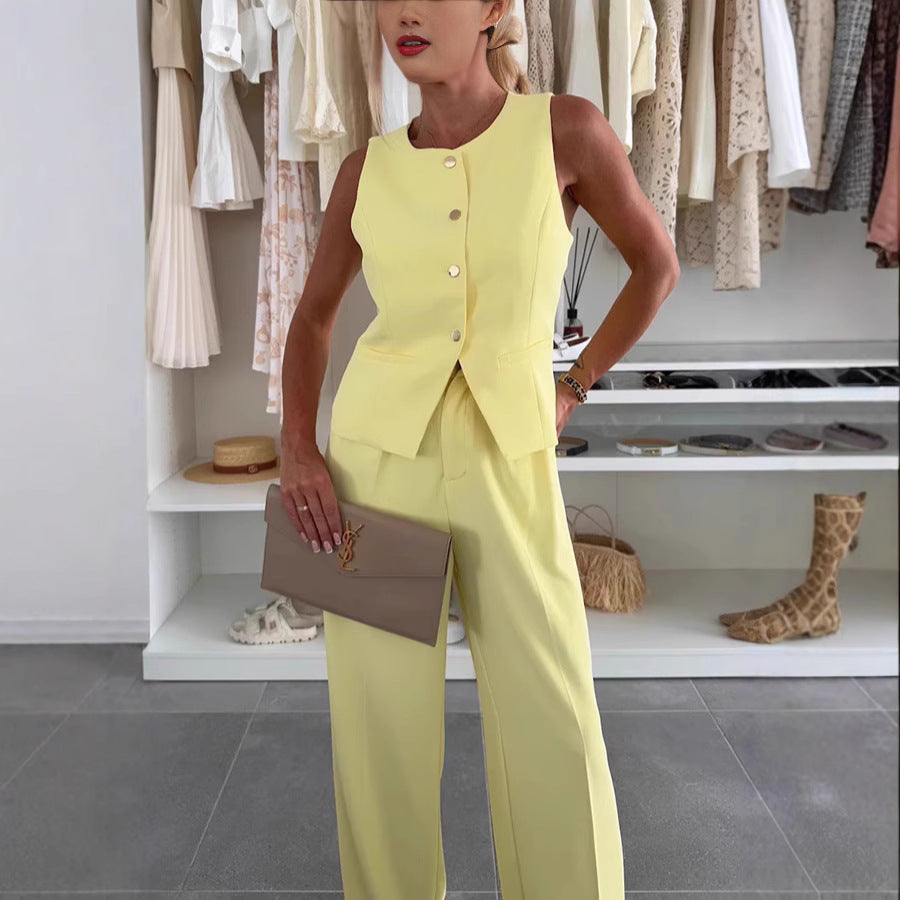 Solid Color Buttons Pocket Front Row Suits