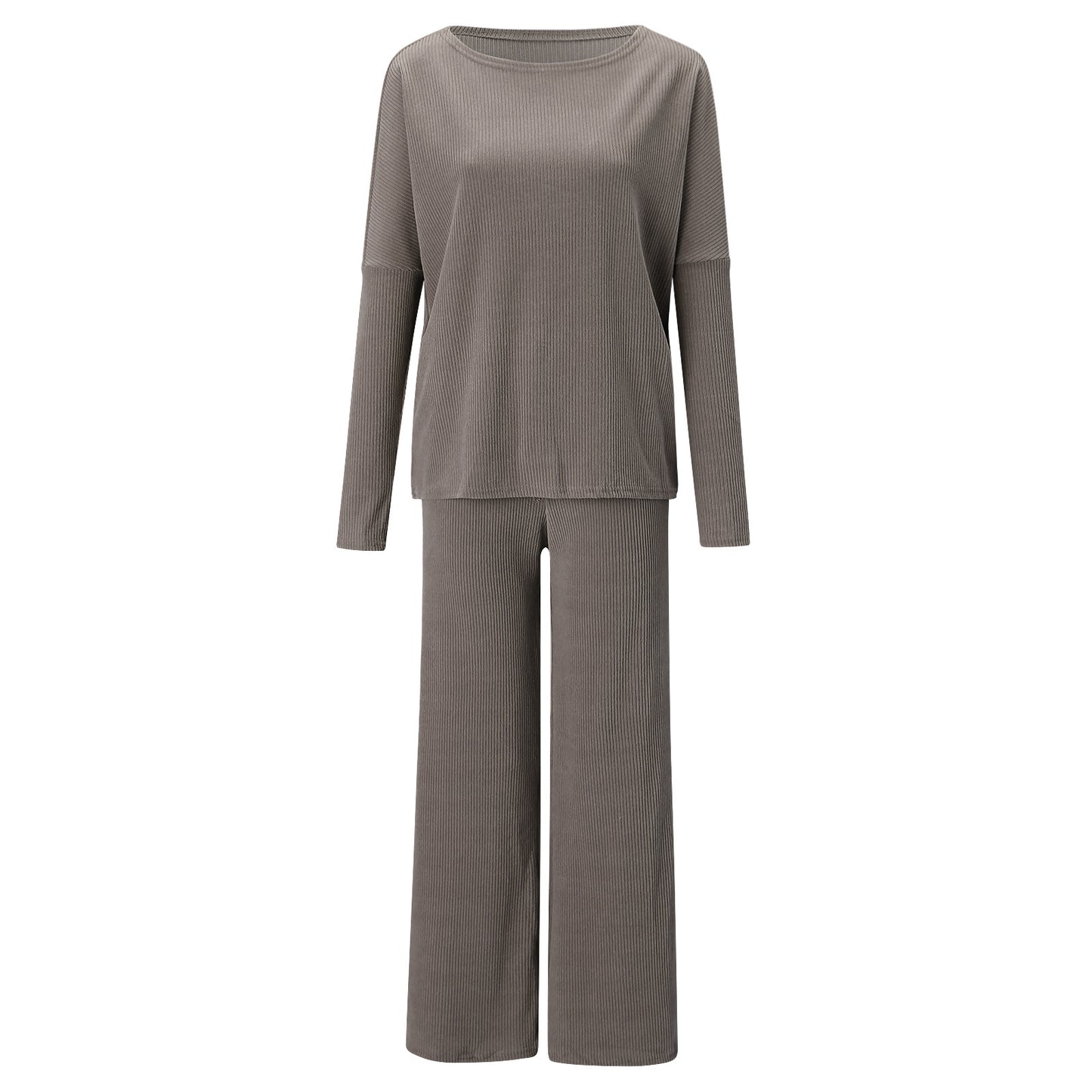 Women's Color Round Neck Long Sleeve Casual Suits