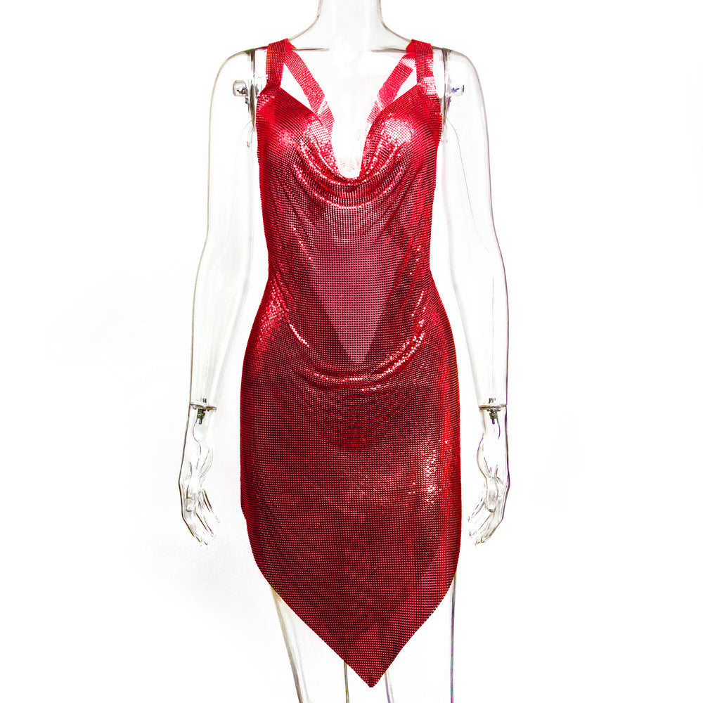 Backless Metal Strap Dress Nightclub Sexy Dresses
