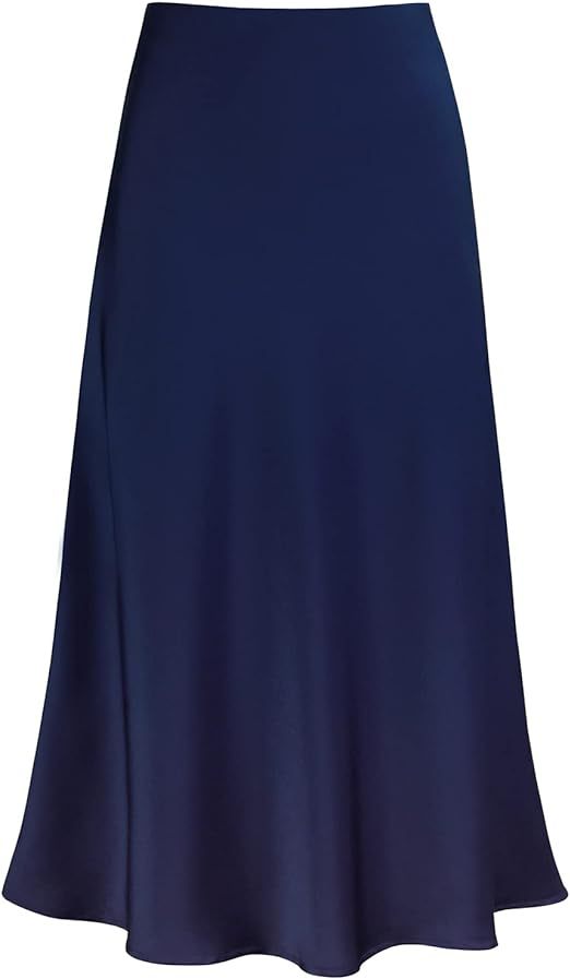 Women's Temperament Silky Texture Forged Surface Acetate Vertical High Skirts