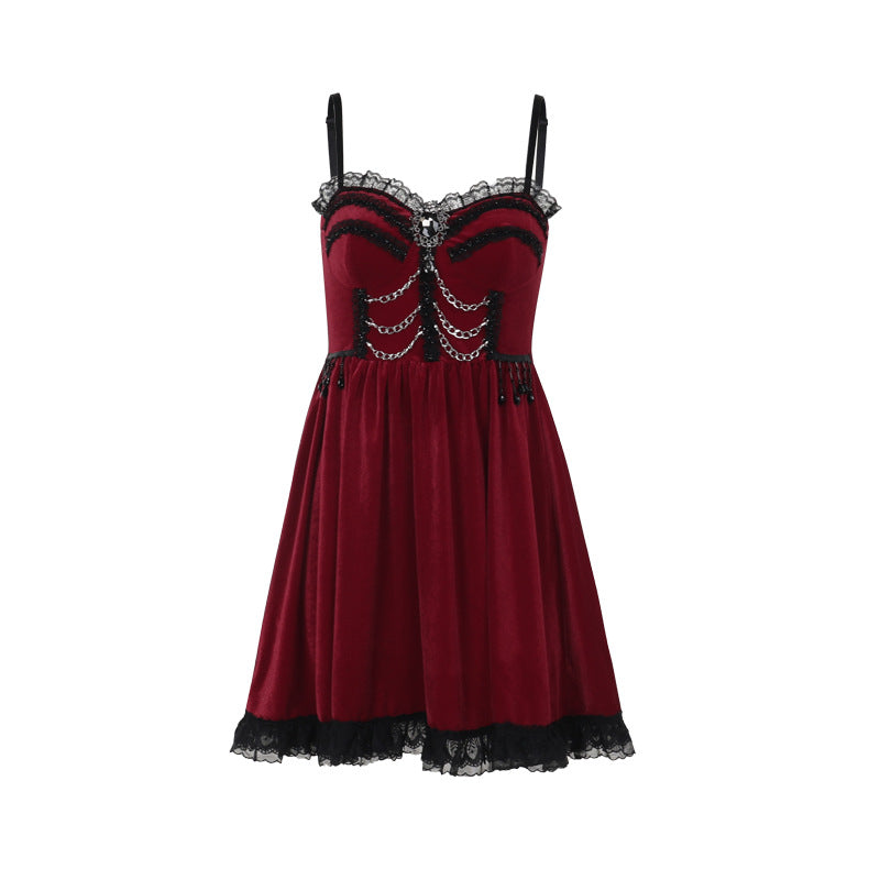 Women's Style Sexy Chain Lace A- Line Dresses
