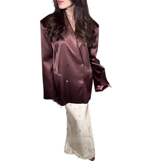 Women's Autumn Solid Color Mercerizing Two-piece Set Suits