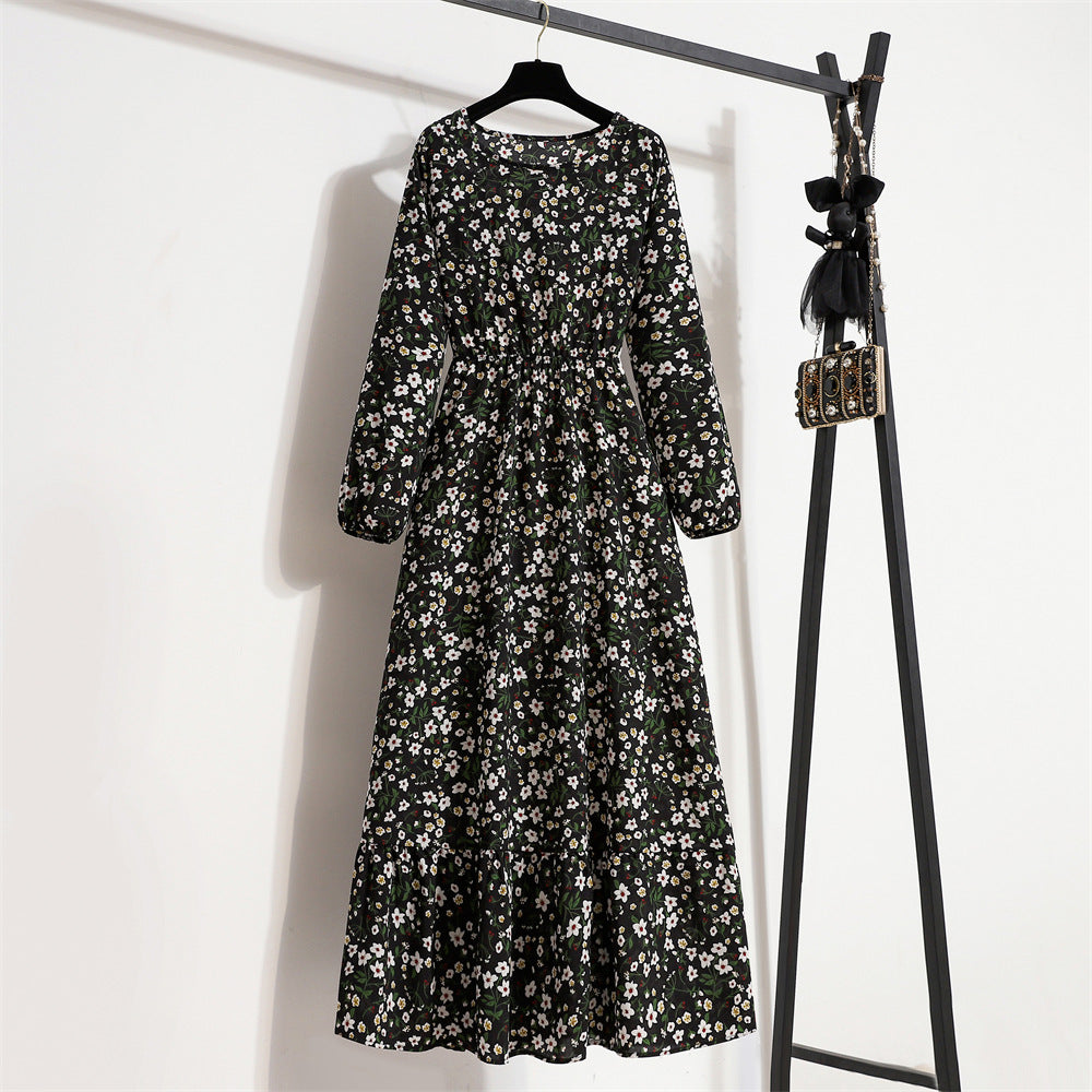 Women's Chiffon Dress Spring Long Sleeve Round Dresses